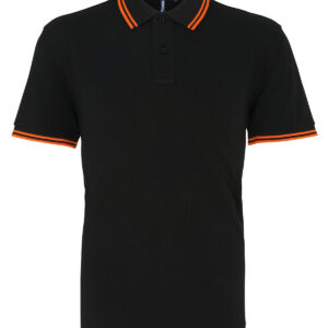 Men's classic fit tipped polo - Black/Orange, S