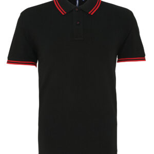 Men's classic fit tipped polo - Black/Red, S