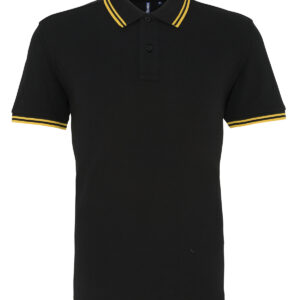 Men's classic fit tipped polo - Black/Yellow, S