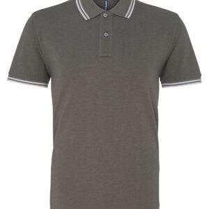 Men's classic fit tipped polo - Charcoal/White, S