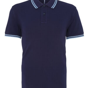 Men's classic fit tipped polo - Navy/Cornflower, S