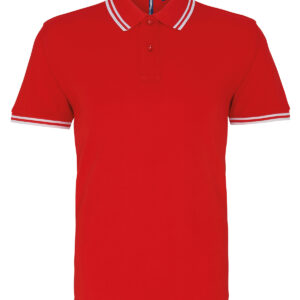 Men's classic fit tipped polo - Red/White, S