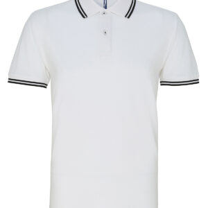 Men's classic fit tipped polo - White/Black, S