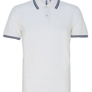 Men's classic fit tipped polo - White/Navy, S