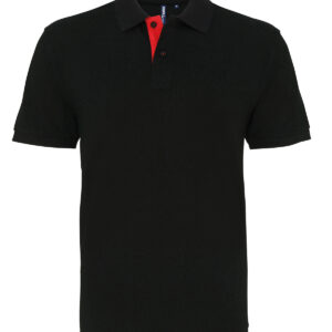 Men's classic fit contrast polo - Black/Red, S