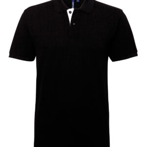 Men's classic fit contrast polo - Black White, S