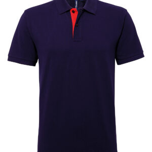 Men's classic fit contrast polo - Navy/Red, S