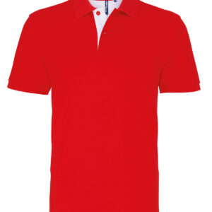 Men's classic fit contrast polo - Red/White, S