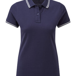 Women's classic fit tipped polo - Navy/White, XS