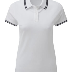 Women's classic fit tipped polo - White/Navy, XS