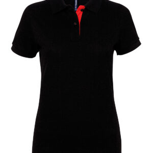 Women's contrast polo - Black/Red, XS