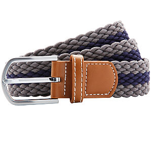 Two-colour stripe braid stretch belt - Slate/Navy, One size