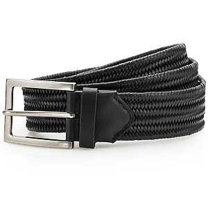Leather braid belt - Black, One size