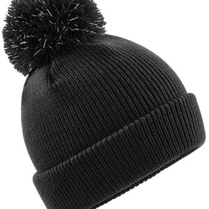 Junior reflective bobble beanie - Black, One size