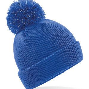 Junior reflective bobble beanie - Bright Royal, One size
