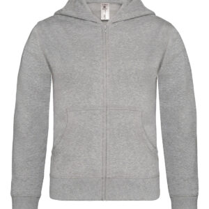 B&C Hooded full-zip /kids - Heather Grey, 3/4 Yrs