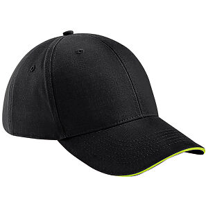 Athleisure 6-panel cap - Black/Lime Green, One size