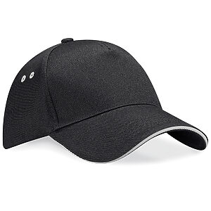 Ultimate 5-panel cap - sandwich peak - Black/Light Grey, One size
