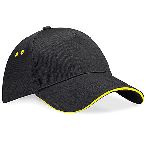 Ultimate 5-panel cap - sandwich peak - Black/Yellow, One size
