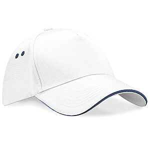Ultimate 5-panel cap - sandwich peak - White/French Navy, One size