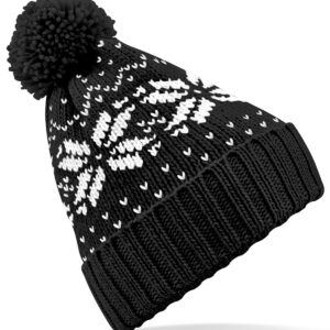 Fair Isle snowstar® beanie - Black White, One size