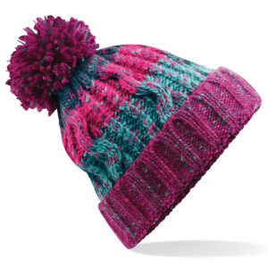 Corkscrew pom pom beanie - Winter Berries, One size