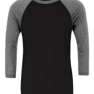 Unisex triblend ¾ sleeve baseball t-shirt - Black/Deep Heather, XS