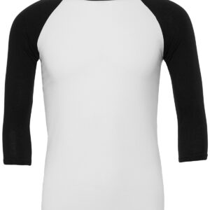 Unisex triblend ¾ sleeve baseball t-shirt - White/Black, XS