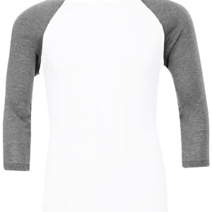 Unisex triblend ¾ sleeve baseball t-shirt - White/Deep Heather, XS