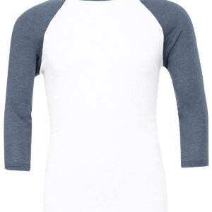 Unisex triblend ¾ sleeve baseball t-shirt - White/Denim, XS