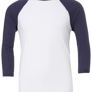Unisex triblend ¾ sleeve baseball t-shirt - White/Navy, XS