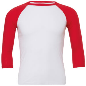 Unisex triblend ¾ sleeve baseball t-shirt - White/Red, XS