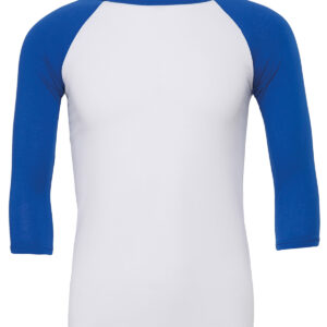 Unisex triblend ¾ sleeve baseball t-shirt - White/True Royal, XS