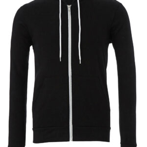 Unisex polycotton fleece full-zip hoodie - Black, XS