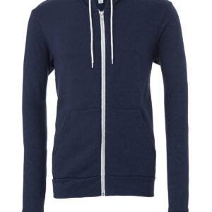 Unisex polycotton fleece full-zip hoodie - Navy, XS