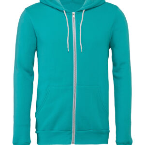 Unisex polycotton fleece full-zip hoodie - Teal, XS