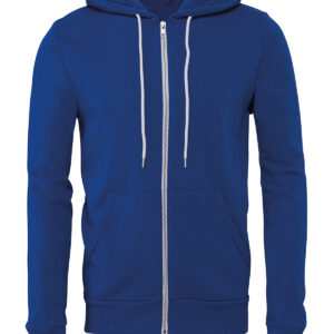 Unisex polycotton fleece full-zip hoodie - True Royal, XS
