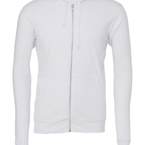 Unisex polycotton fleece full-zip hoodie - White, XS
