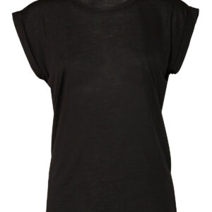 Women's flowy muscle tee with rolled cuff - Black, S