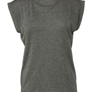 Women's flowy muscle tee with rolled cuff - Dark Grey Heather, S