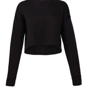 Women's cropped crew fleece - Black, S