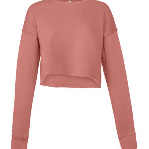 Women's cropped crew fleece - Mauve, S