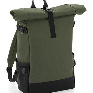Block roll-top backpack - Olive Green/Black, One size