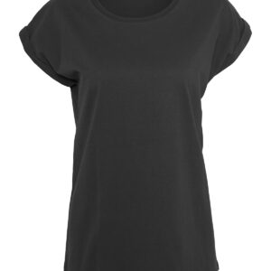 Women's extended shoulder tee - Black, XS