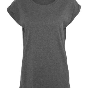Women's extended shoulder tee - Charcoal, XS