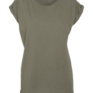 Women's extended shoulder tee - Olive, XS