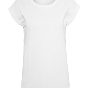 Women's extended shoulder tee - White, XS