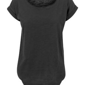 Women's long slub tee - Black, XS