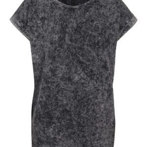 Women's acid washed extended shoulder tee - Dark Grey/White, XS