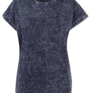 Women's acid washed extended shoulder tee - Indigo/White, XS